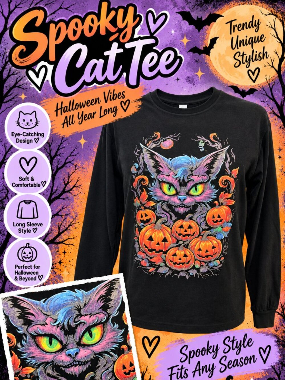 Spooky Halloween Cat Shirt